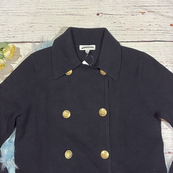 NWT J. Crew Black Warwick gold button double breasted sweater blazer - Picture 6 of 10